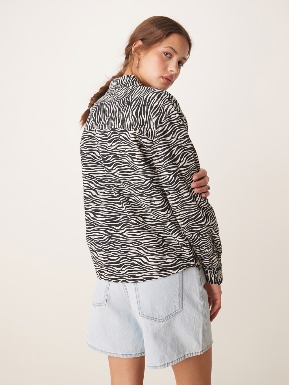Tahari Zebra-Print Button-Down Shirt